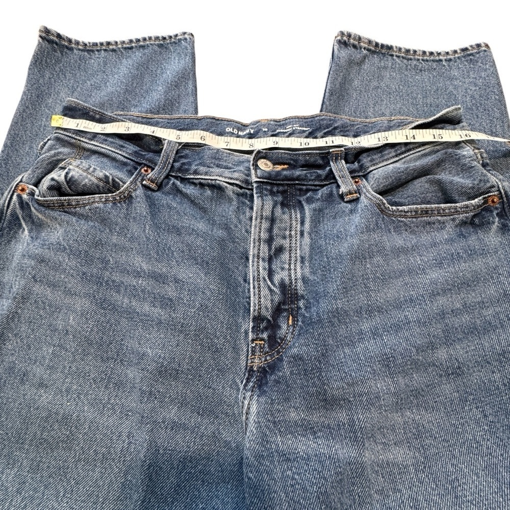 Old Navy Women’s Jeans Size 10 High Rise Slouchy Straight Button Fly Blue Denim - Picture 5 of 8
